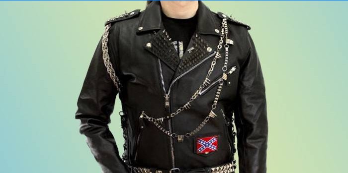 Erkekler için metal zincirler ve sivri ceket RockBunker Konfederasyonu