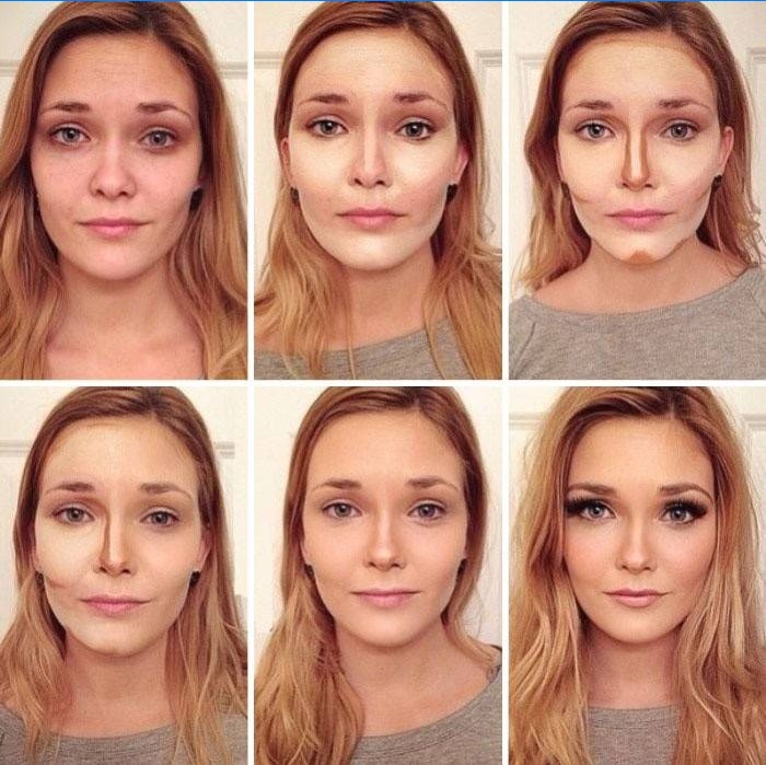 Kızın yüzü önce ve sonra kapatıcı uyguladıktan sonra