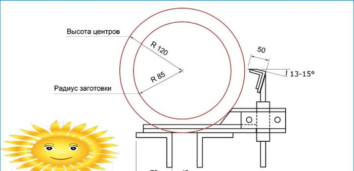 Ahşap torna tezgahı için bir el aletinin şeması